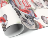 Weihnachtsmannmütze Pup Party Frenchie Geschenk Geschenkpapier (Rolleneckpunkt)