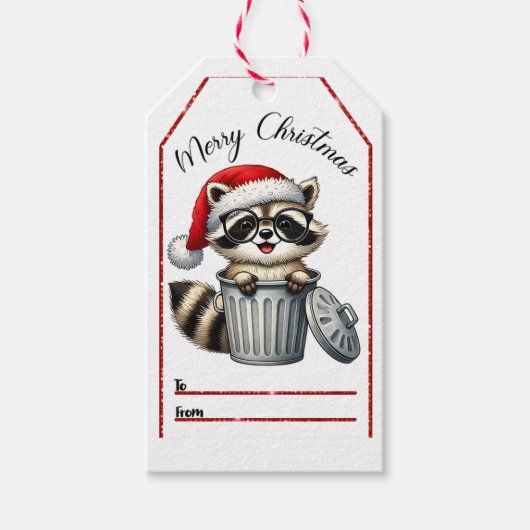 Weihnachtsmannmütze Raccoon verbreitet Weihnachtsf Geschenkanhänger (Vorderseite)