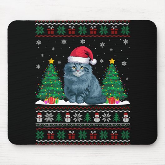 Weihnachtsmannmütze Ragdoll Katze Weihnachtsbaum L Mousepad (Vorne)