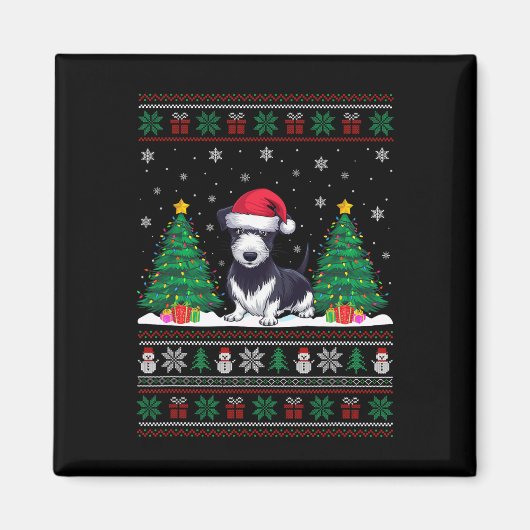 Weihnachtsmannmütze Rat Terrier Dog Weihnachtsbaum Magnet (Vorne)