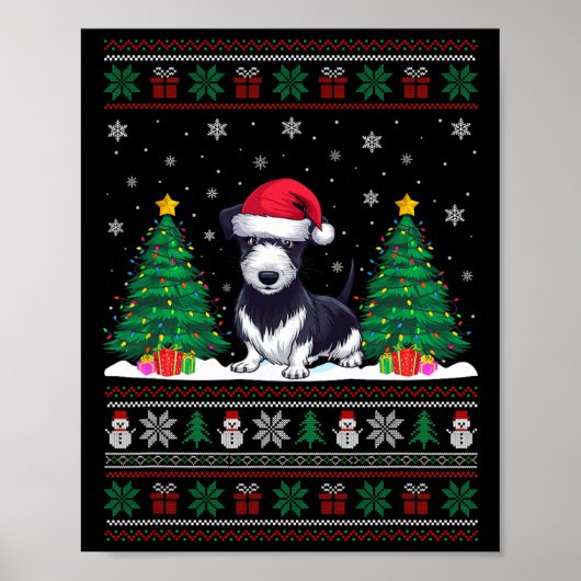 Weihnachtsmannmütze Rat Terrier Dog Weihnachtsbaum Poster (Vorne)