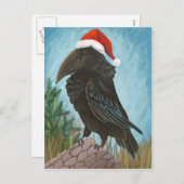 Weihnachtsmannmütze Raven Feiertagspostkarte (Vorne/Hinten)