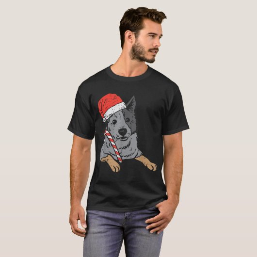 Weihnachtsmannmütze Red Blue Heeler Australian Cat T-Shirt (Vorne ganz)