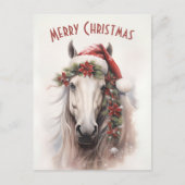 Weihnachtsmannmütze Red Poinsettias Feiertagspostkarte (Vorderseite)