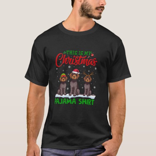 Weihnachtsmannmütze Reindeer German Drahthaar Poin T-Shirt (Vorderseite)