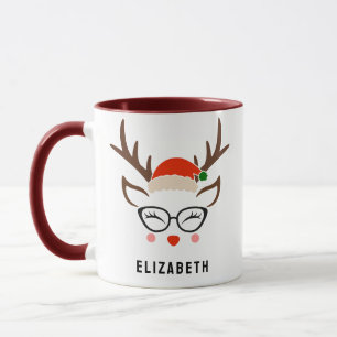 Weihnachtsmannmütze Reindeer Niedlich Girl Christm Tasse