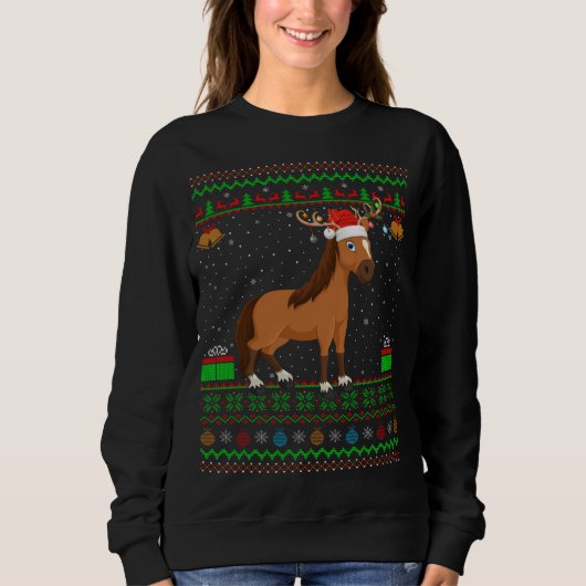 Weihnachtsmannmütze Reitpferd Match Ugly Horse Chr Sweatshirt (Vorderseite)