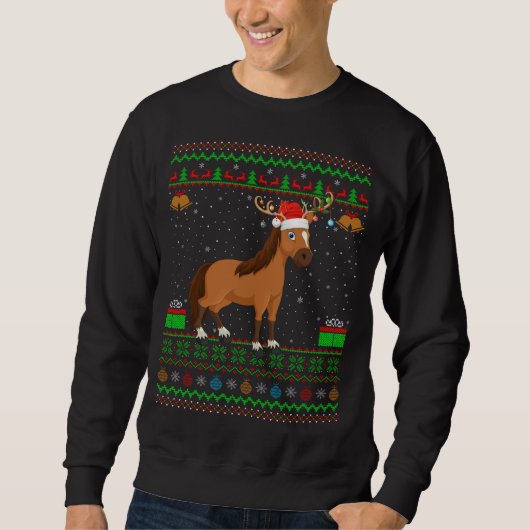 Weihnachtsmannmütze Reitpferd Match Ugly Horse Chr Sweatshirt (Vorderseite)