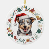 Weihnachtsmannmütze Rind Hund Weihnachtsfotos Kran Keramik Ornament (Vorne)