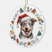 Weihnachtsmannmütze Rind Hund Weihnachtsfotos Kran Keramik Ornament (Links)