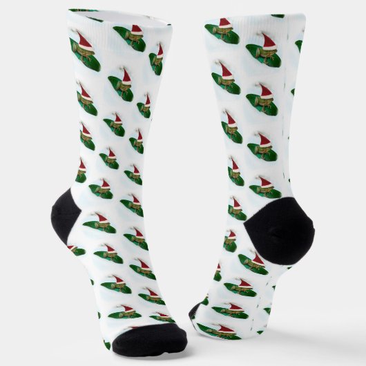 Weihnachtsmannmütze Rodelfrosch Weihnachten Socken (Gewinkelt)