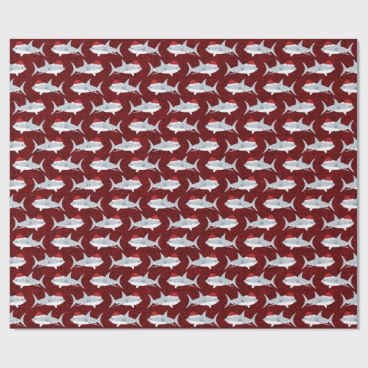 Weihnachtsmannmütze Roter Hai Geschenkpapier (Flach)