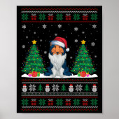 Weihnachtsmannmütze Rough Collie Dog Xmas Tree Lig Poster (Vorne)