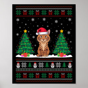 Weihnachtsmannmütze Savannah Cat Weihnachtsbaum Li Poster