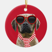 Weihnachtsmannmütze Scarf wird Ihrem Hunde-Foto hi Keramik Ornament (Vorne)