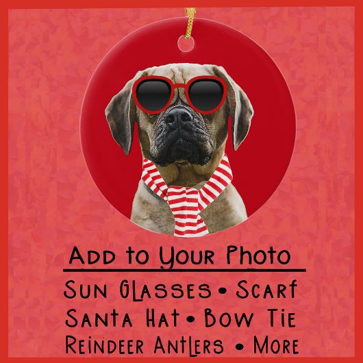 Weihnachtsmannmütze Scarf wird Ihrem Hunde-Foto hi Keramik Ornament