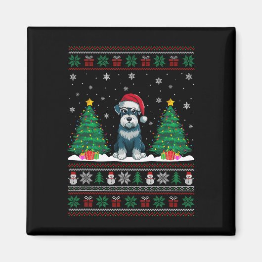 Weihnachtsmannmütze Schnauzer Dog Weihnachtsbaumle Magnet (Vorne)