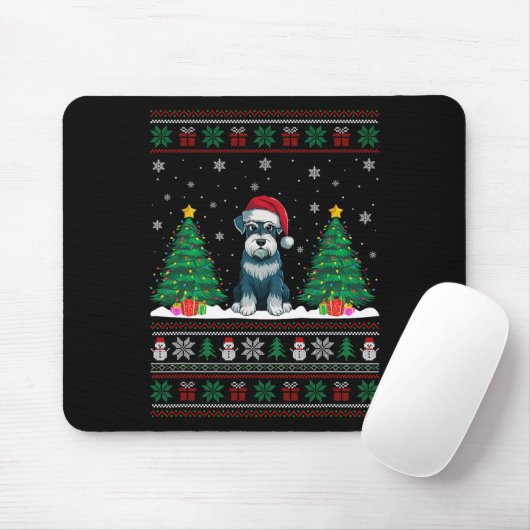 Weihnachtsmannmütze Schnauzer Dog Weihnachtsbaumle Mousepad (Mit Mouse)