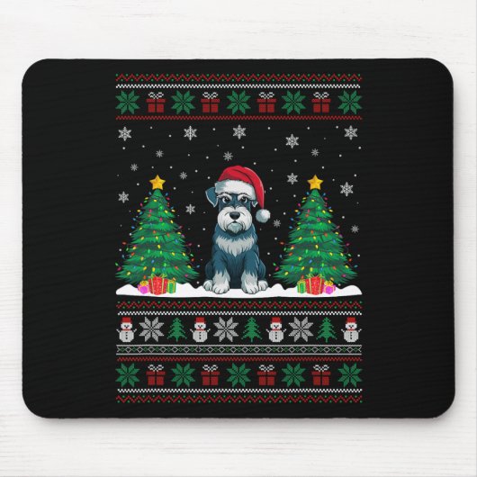 Weihnachtsmannmütze Schnauzer Dog Weihnachtsbaumle Mousepad (Vorne)
