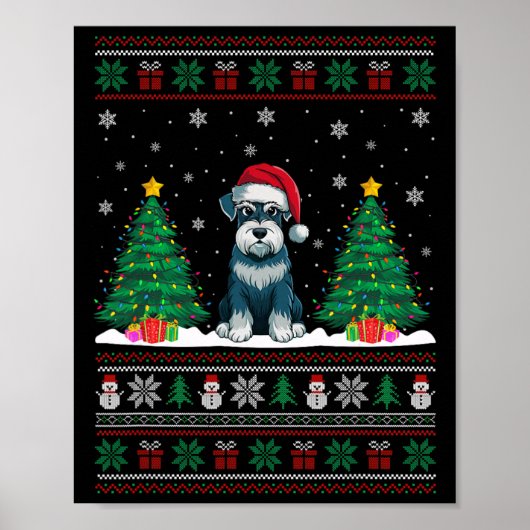 Weihnachtsmannmütze Schnauzer Dog Weihnachtsbaumle Poster (Vorne)