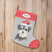 Weihnachtsmannmütze Schnauzer Snowflake Border Großer Weihnachtsstrumpf