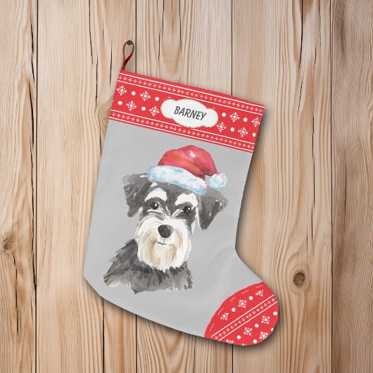 Weihnachtsmannmütze Schnauzer Snowflake Border Großer Weihnachtsstrumpf