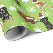 Weihnachtsmannmütze Schneeflocken Grün Geschenkpapier (Rolleneckpunkt)