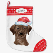 Weihnachtsmannmütze Schokolade Labrador Schneefloc Großer Weihnachtsstrumpf (Vorderseite)