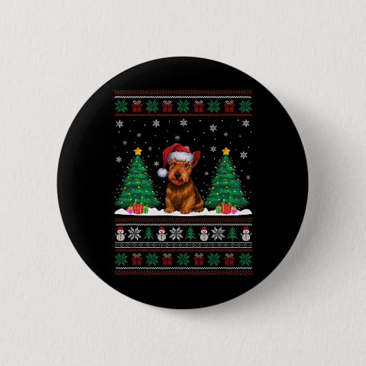 Weihnachtsmannmütze Scottish Terrier Dog Xmas Tree Button (Vorderseite)