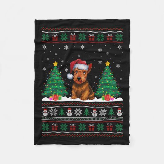 Weihnachtsmannmütze Scottish Terrier Dog Xmas Tree Fleecedecke (Vorderseite)
