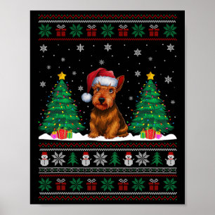 Weihnachtsmannmütze Scottish Terrier Dog Xmas Tree Poster