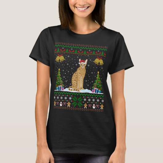 Weihnachtsmannmütze Serval Xmas Lighting Ugly Serv T-Shirt (Vorderseite)
