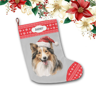 Weihnachtsmannmütze Shetland Sheepdog Snowflake Bo Großer Weihnachtsstrumpf