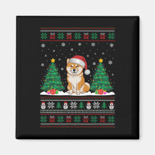 Weihnachtsmannmütze Shiba Inu Dog Weihnachtsbaum L Magnet