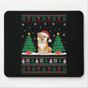 Weihnachtsmannmütze Shiba Inu Dog Weihnachtsbaum L Mousepad