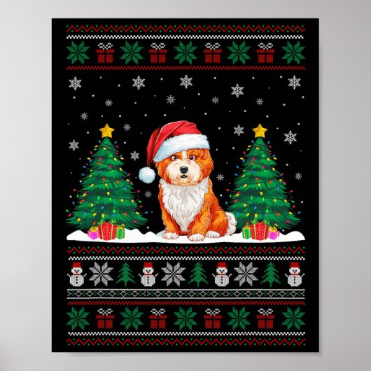 Weihnachtsmannmütze Shichon Dog Weihnachtsbaum Lig Poster (Vorne)