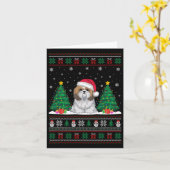 Weihnachtsmannmütze Shih Tzu Dog Weihnachtsbaum Li Karte (Gelbe Blume)