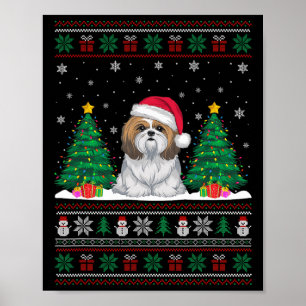 Weihnachtsmannmütze Shih Tzu Dog Weihnachtsbaum Li Poster