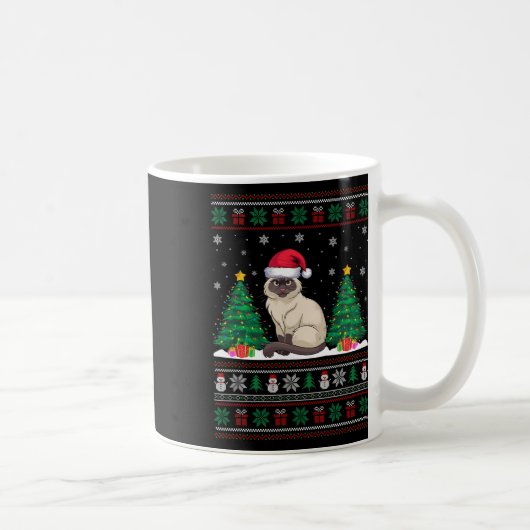 Weihnachtsmannmütze Siamese Katze Weihnachtsbaum L Kaffeetasse (Rechts)