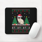Weihnachtsmannmütze Siamese Katze Weihnachtsbaum L Mousepad (Mit Mouse)