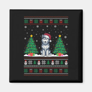 Weihnachtsmannmütze Siberischer Husky Hund Xmas Tr Magnet