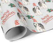 Weihnachtsmannmütze Siberischer Husky Weihnachtswr Geschenkpapier (Rolleneckpunkt)