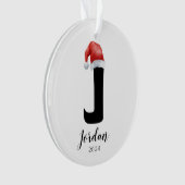 Weihnachtsmannmütze Simple Customizable Letter J W Ornament (Vorderseite)
