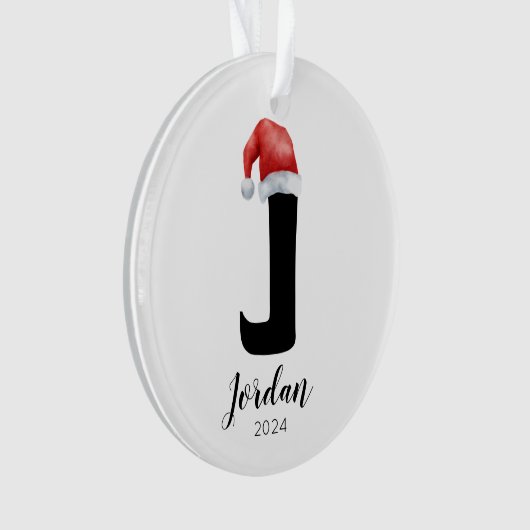 Weihnachtsmannmütze Simple Customizable Letter J W Ornament (Vorderseite)