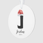 Weihnachtsmannmütze Simple Customizable Letter J W Ornament (Vorderseite)