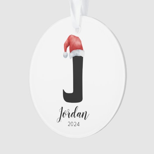 Weihnachtsmannmütze Simple Customizable Letter J W Ornament (Vorderseite)