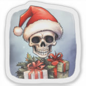 Weihnachtsmannmütze Skeleton verbreitet Weihnachts Aufkleber (Vorderseite)