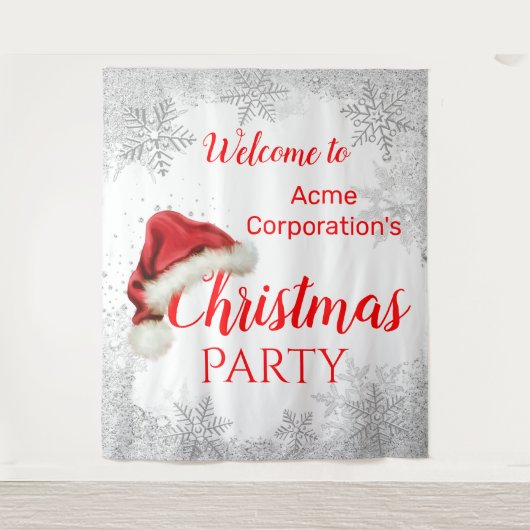 Weihnachtsmannmütze Snowflake Rotes Weihnachtsfest Wandteppich (Vorderseite)