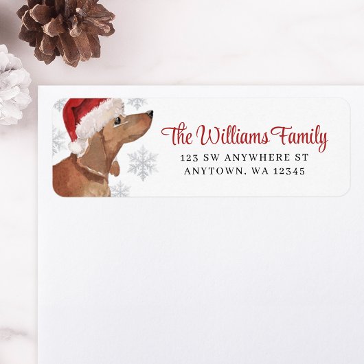 Weihnachtsmannmütze Snowflake Tan Dackel Rücksende