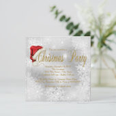 Weihnachtsmannmütze Snowflake Weihnachts-Party Einladung (Stehend Vorderseite)